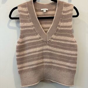 COS Neutral Stripe Knit Sweater Vest Y2K Inspired Alpaca Wool Blend | Size S